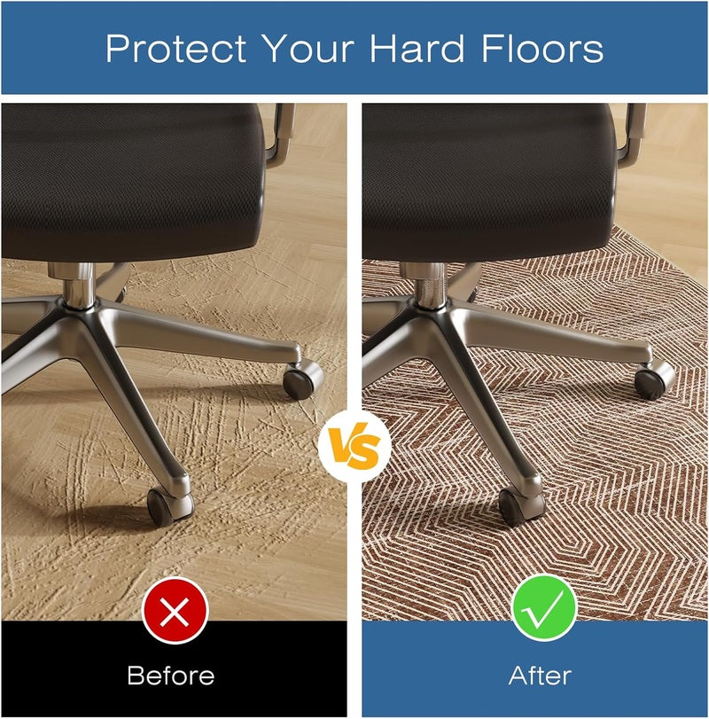 FUNMAT Office Chair Mat for Hardwood & Tile Floor, 36" × 55" Desk Chair Mat for Rolling Chairs, Anti-Slip Under Desk Rug Floor Protector for Home Office, Washable Area Rug for Living Room, Brown - Image 4